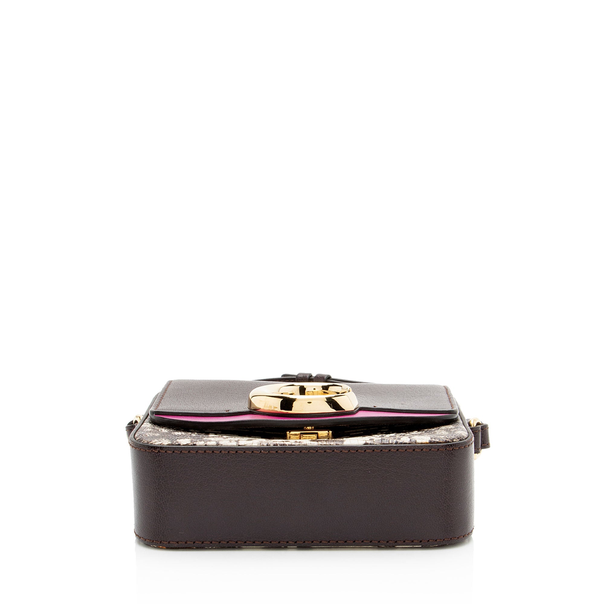 Chloe Shiny Calfskin Python Embossed Leather Mini C Bag