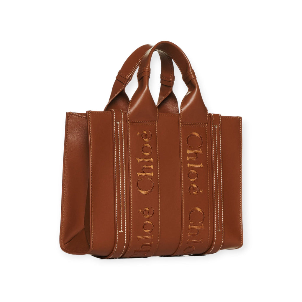 Woody Medium Leather Tote Bag