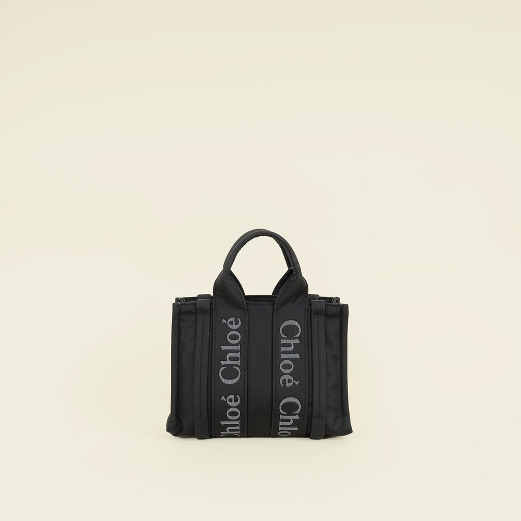 Chloe Black Nylon Woody Tote Small Bag