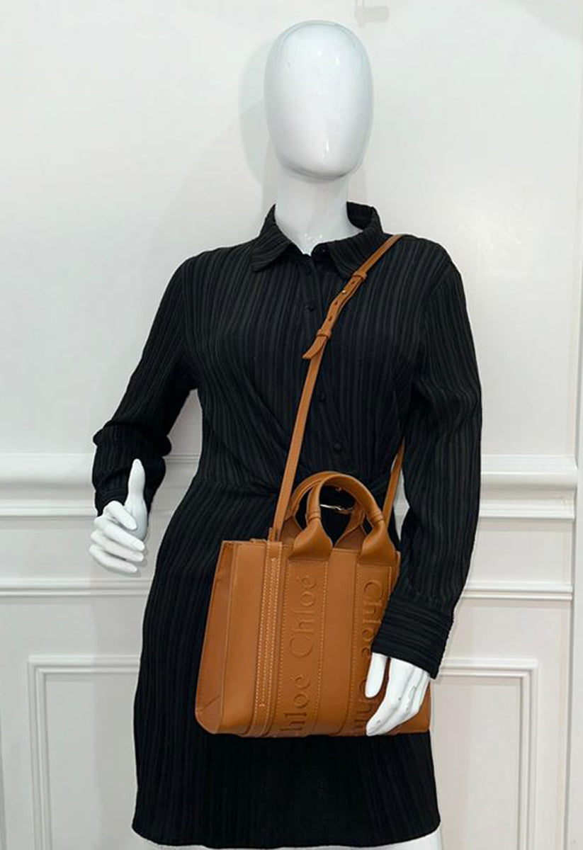 Chloe Caramel Woody Small Embroidered Tote Bag