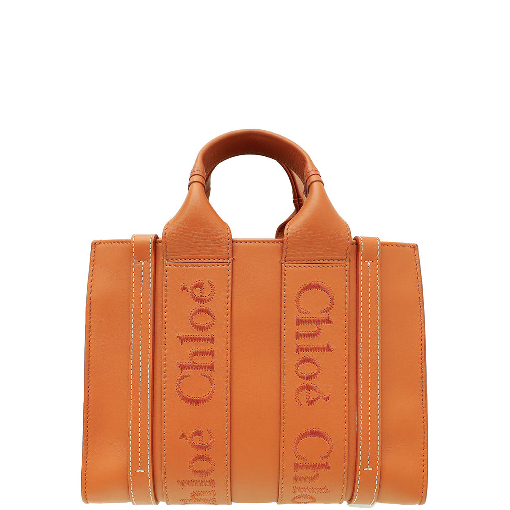 Chloe Caramel Woody Small Embroidered Tote Bag