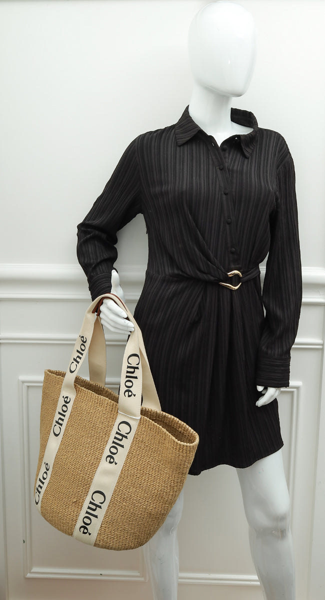 Chloe Bicolor Woody Basket Large Tote Bag