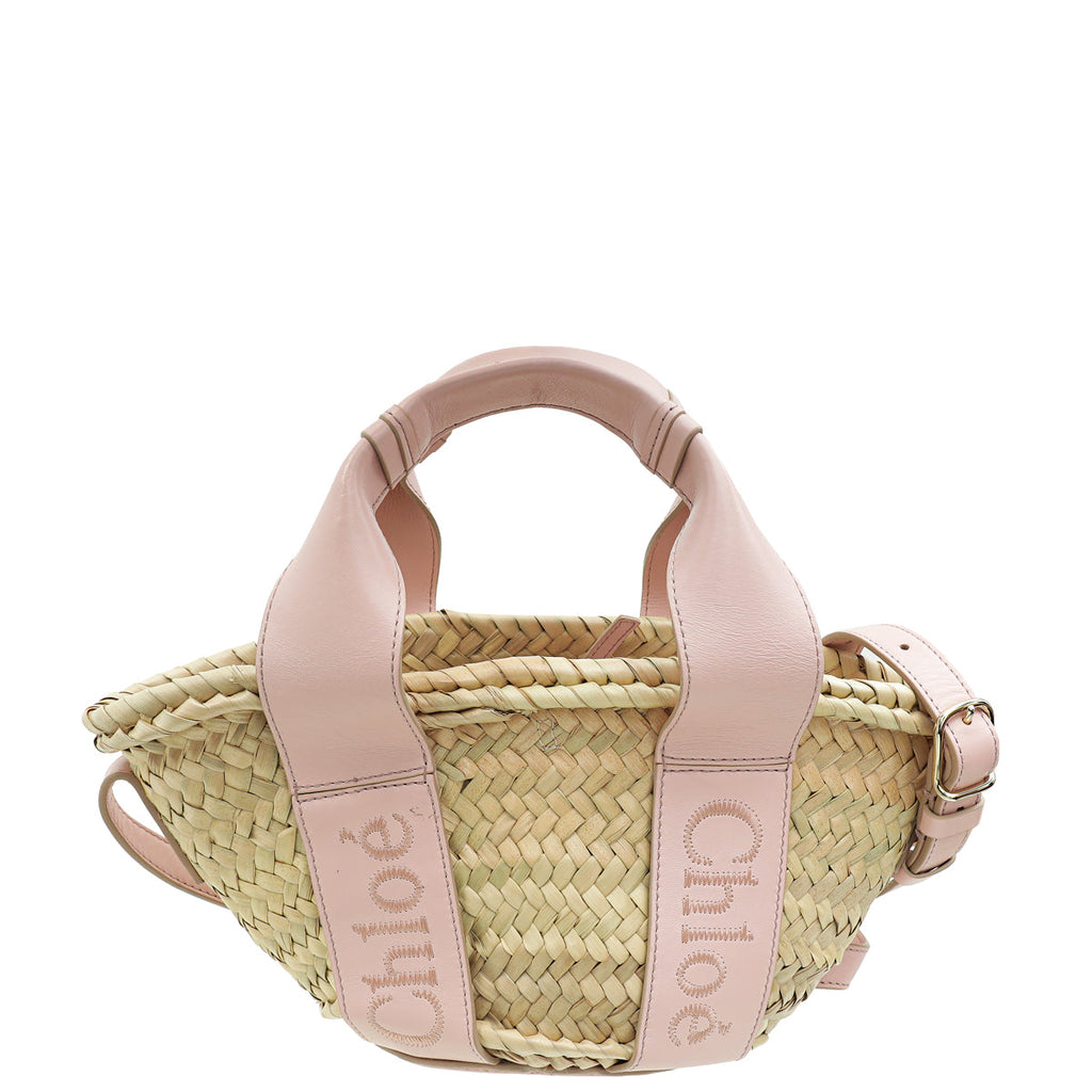 Chloe Pink Sense Mini Basket in Raffia Bag