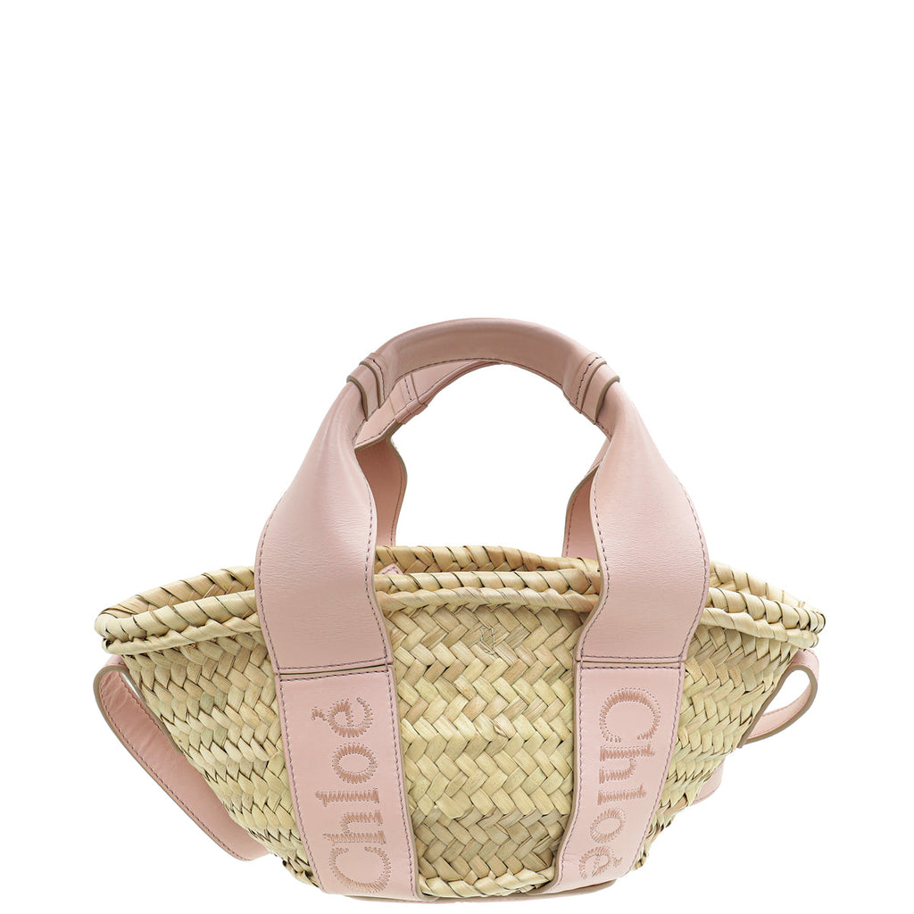 Chloe Pink Sense Mini Basket in Raffia Bag