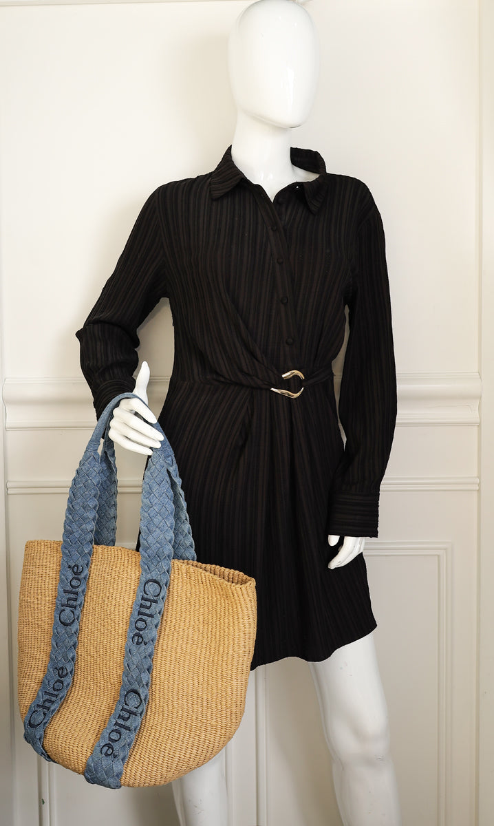 Chloe Blue x Mifuko Large Woody Basket Bag