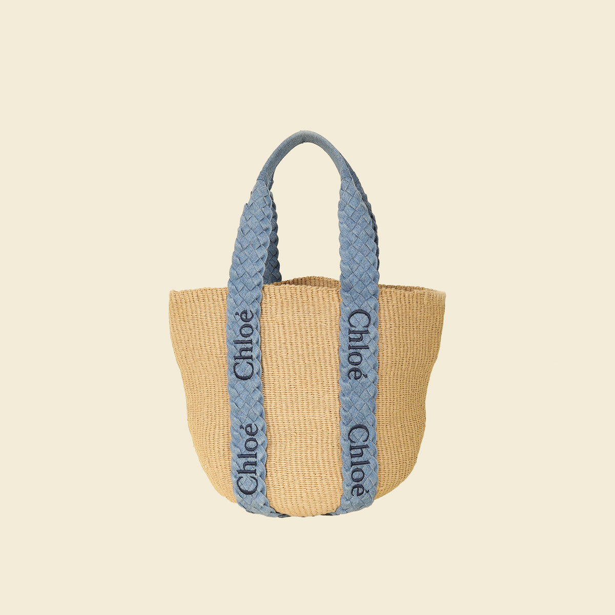 Chloe Blue x Mifuko Large Woody Basket Bag