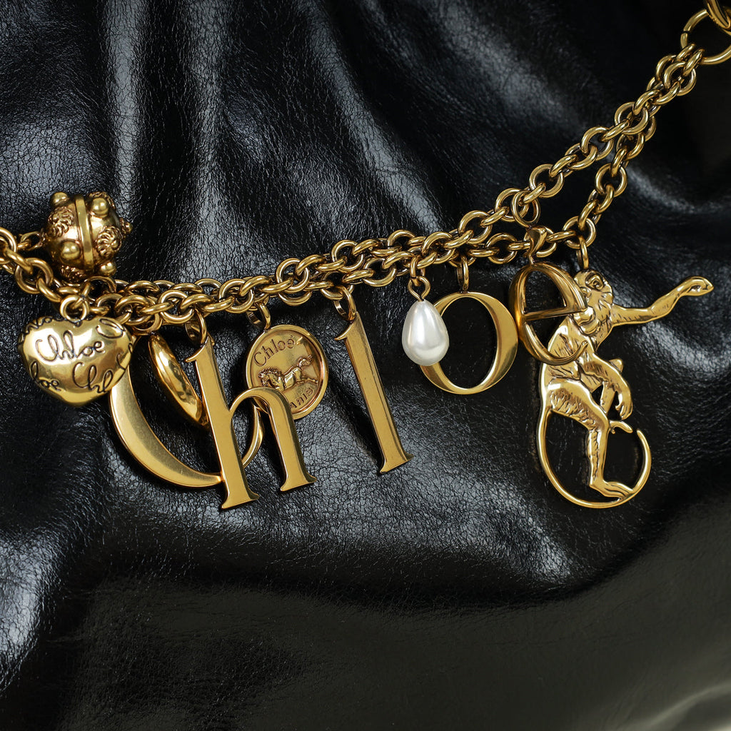 Chloe Black Logo Charms Tote Bag