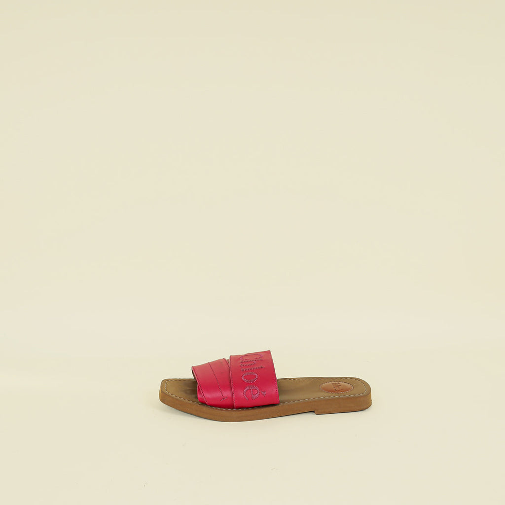 Chloe Fuchsia Woody Slide Sandals 38
