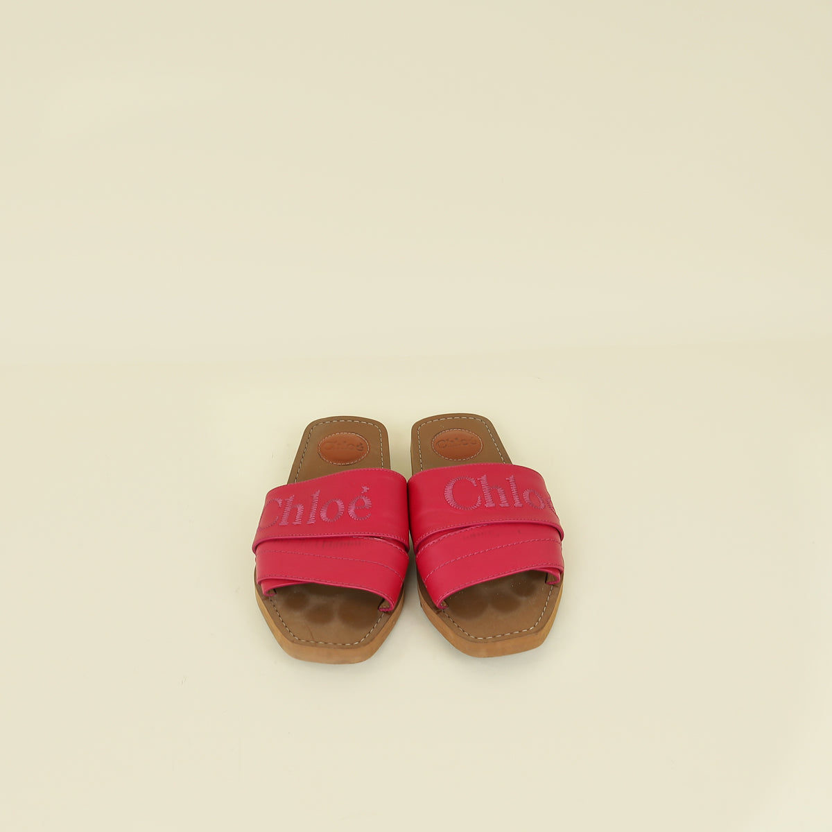 Chloe Fuchsia Woody Slide Sandals 38