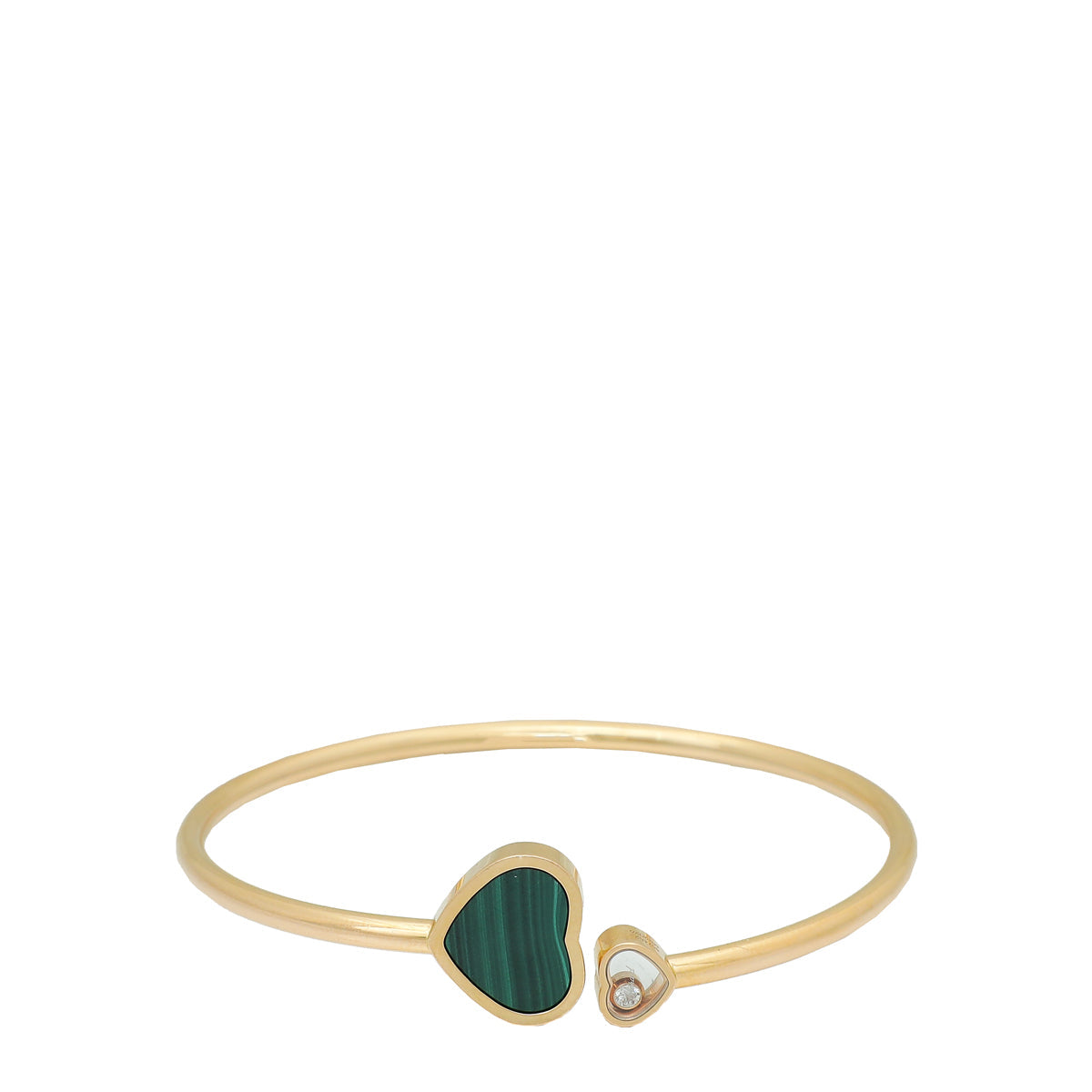 Chopard 18K Yellow Gold Malachite Diamond Happy Heart Bangle