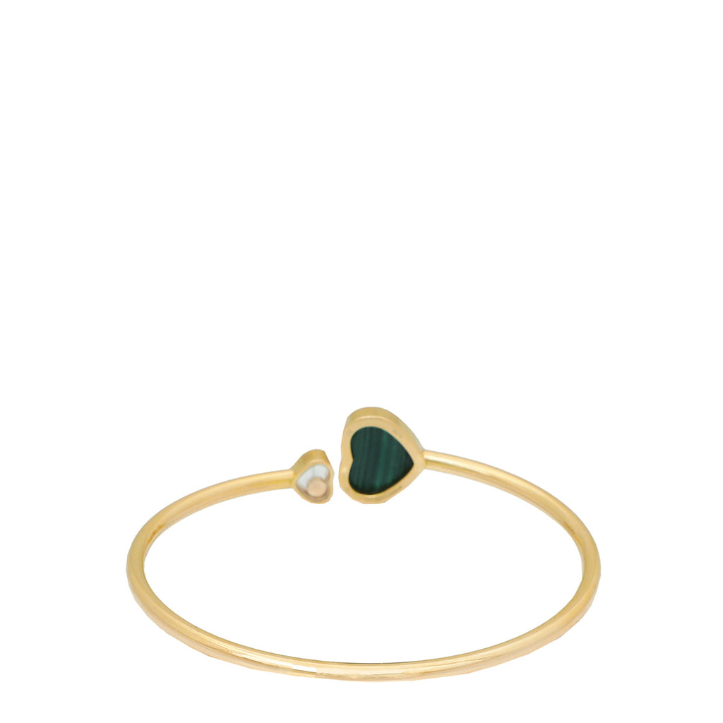 Chopard 18K Yellow Gold Malachite Diamond Happy Heart Bangle