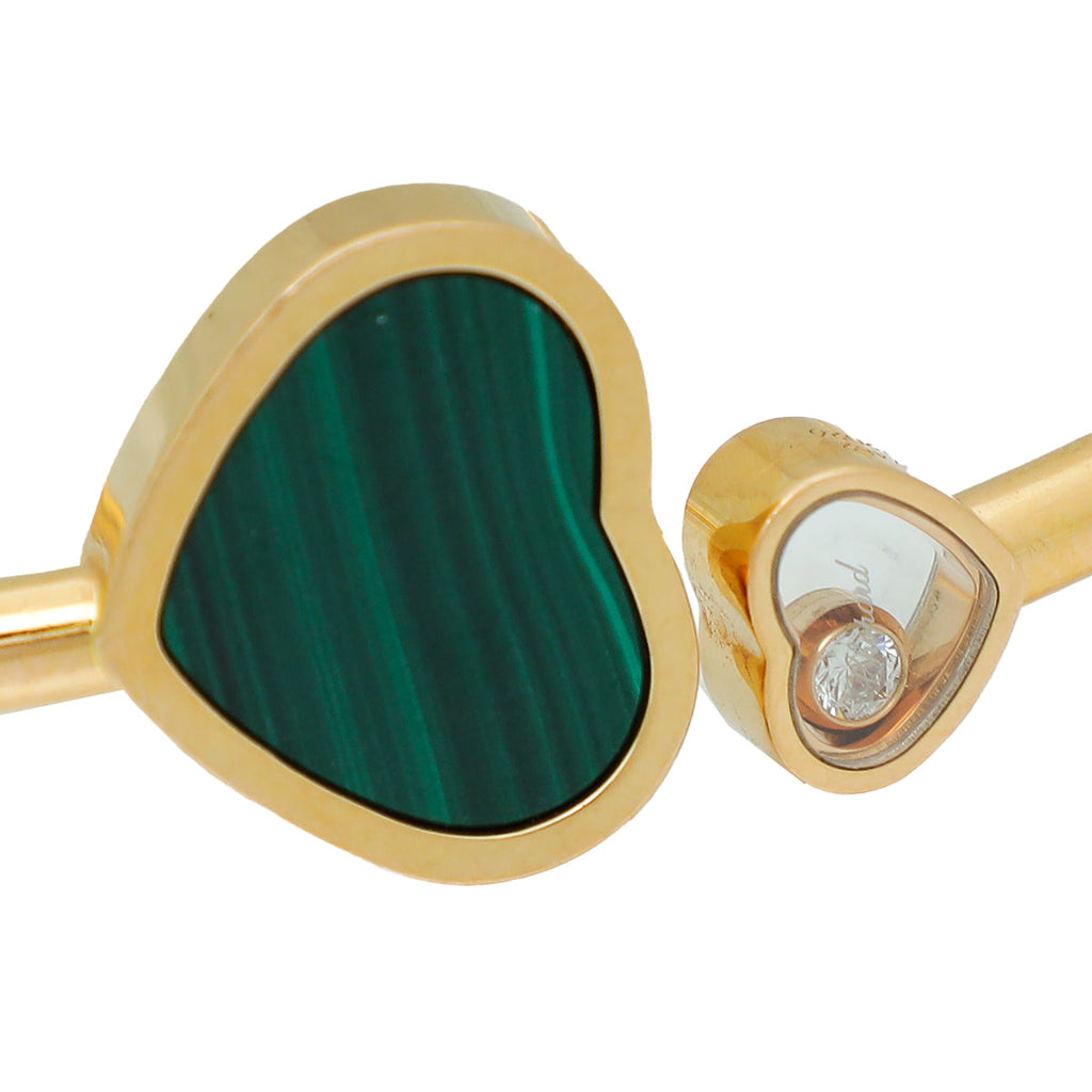 Chopard 18K Yellow Gold Malachite Diamond Happy Heart Bangle