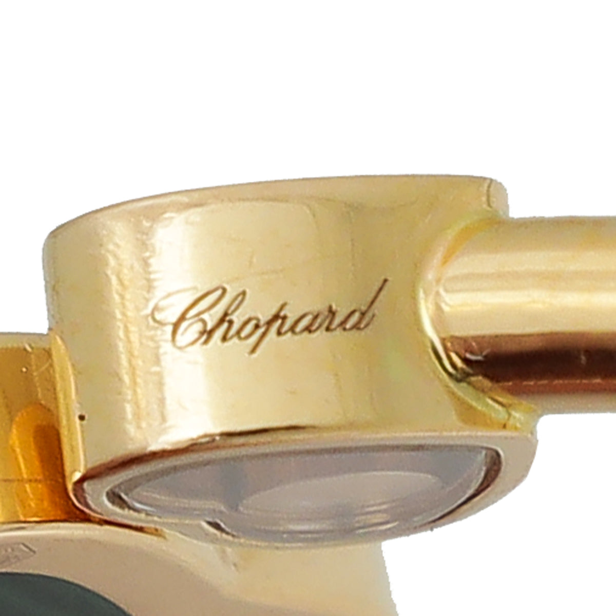 Chopard 18K Yellow Gold Malachite Diamond Happy Heart Bangle