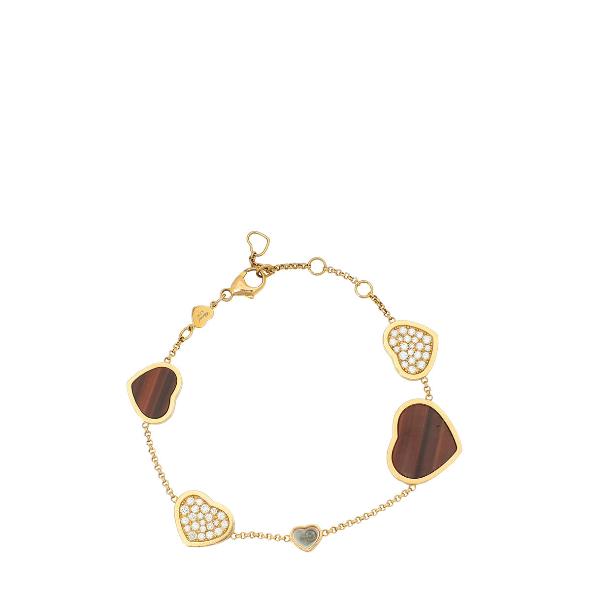 Chopard 18K Rose Gold Diamonds Happy Hearts Bracelet