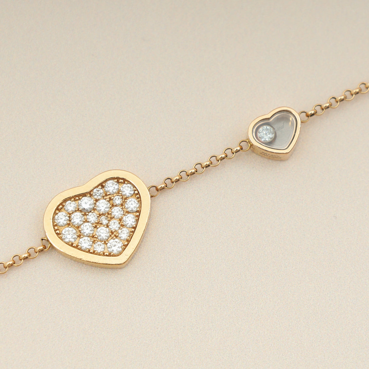 Chopard 18K Rose Gold Happy Hearts Diamond Malachite Bracelet