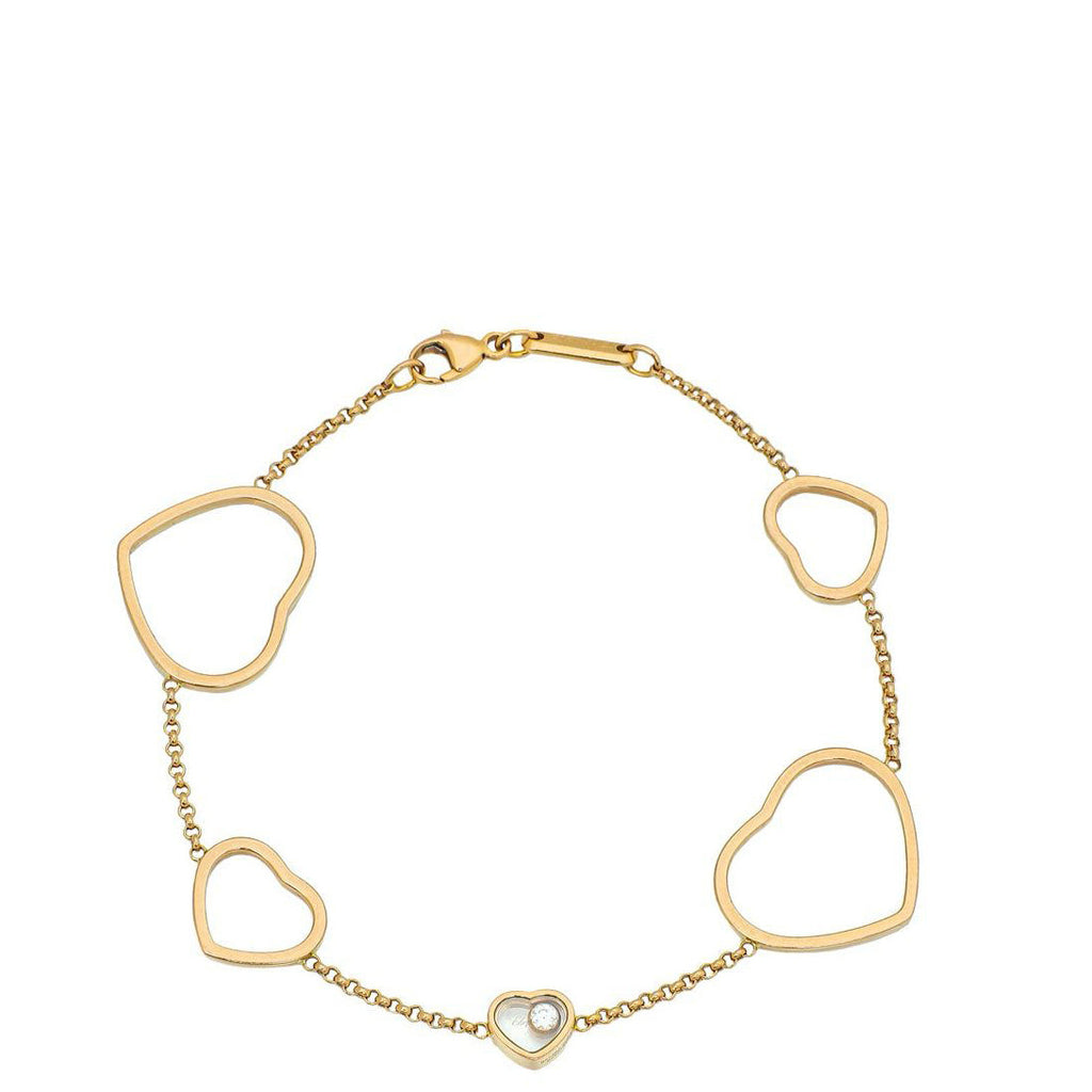 Chopard 18K Rose Gold Diamond Happy Hearts Bracelet