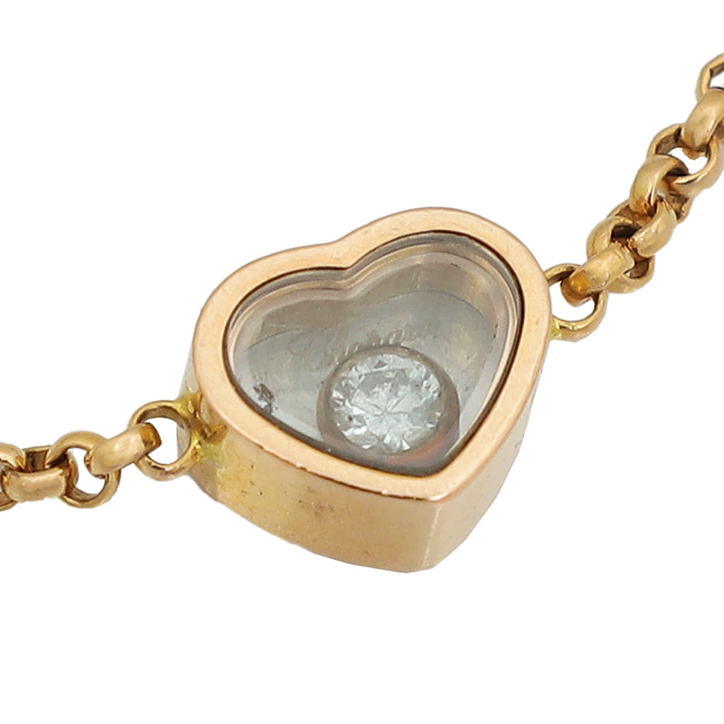 Chopard 18K Rose Gold Diamond Happy Hearts Bracelet