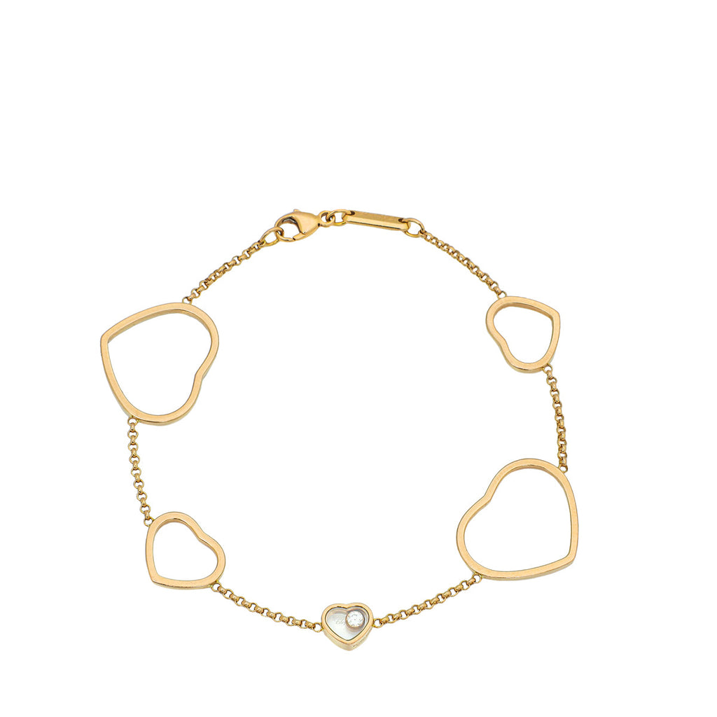 Chopard 18K Rose Gold Diamond Happy Hearts Bracelet