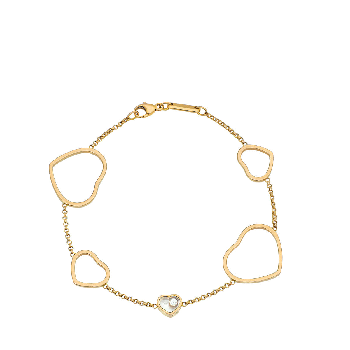 Chopard 18K Rose Gold Diamond Happy Hearts Bracelet