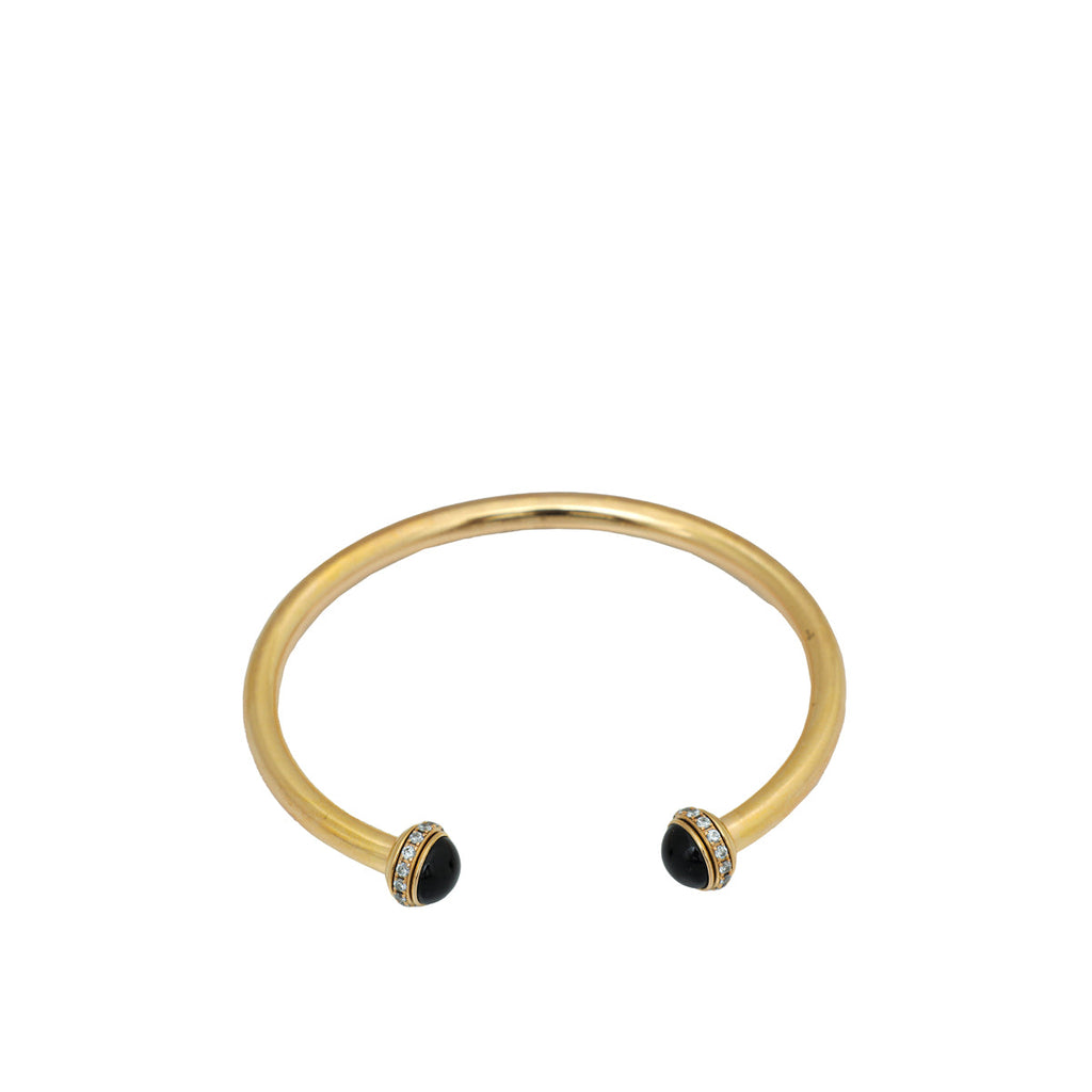 Piaget 18K Rose Gold Diamond Onyx Possession Open Bracelet 16