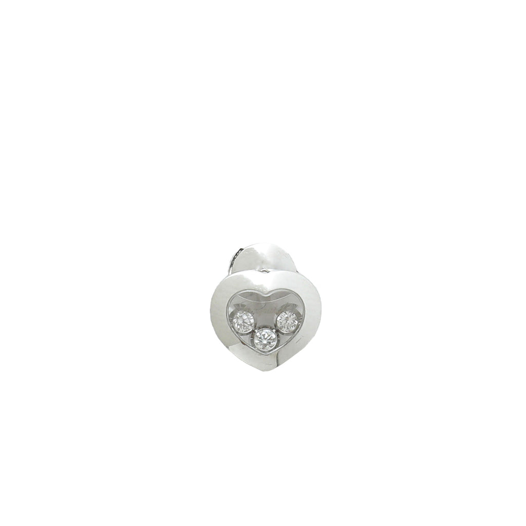 Chopard 18K White Gold Diamond Happy Heart Studs Earrings