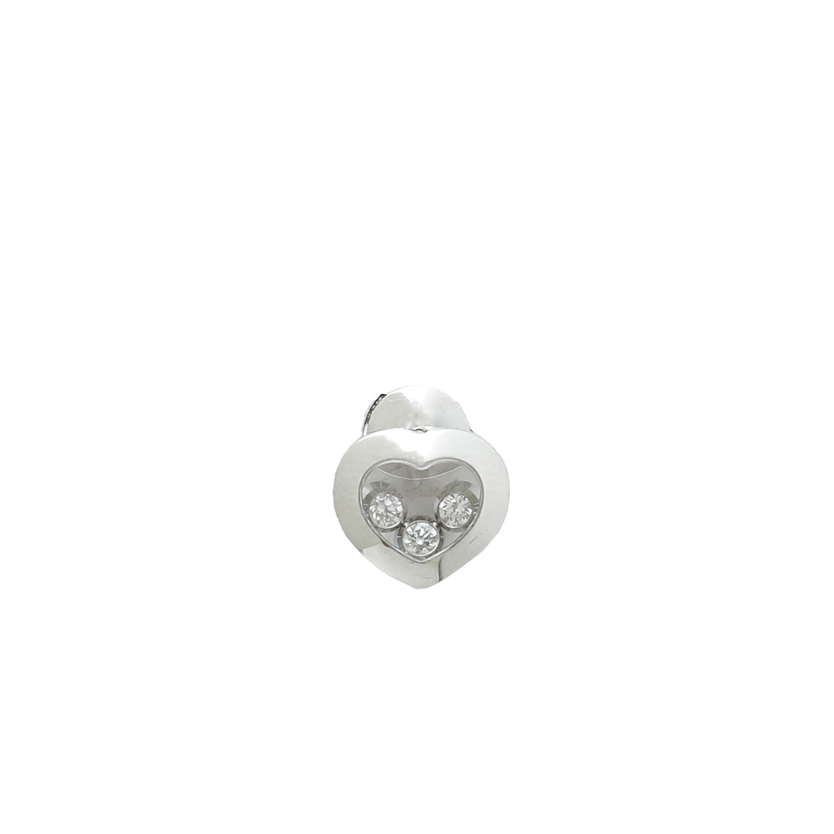 Chopard 18K White Gold Diamond Happy Heart Studs Earrings