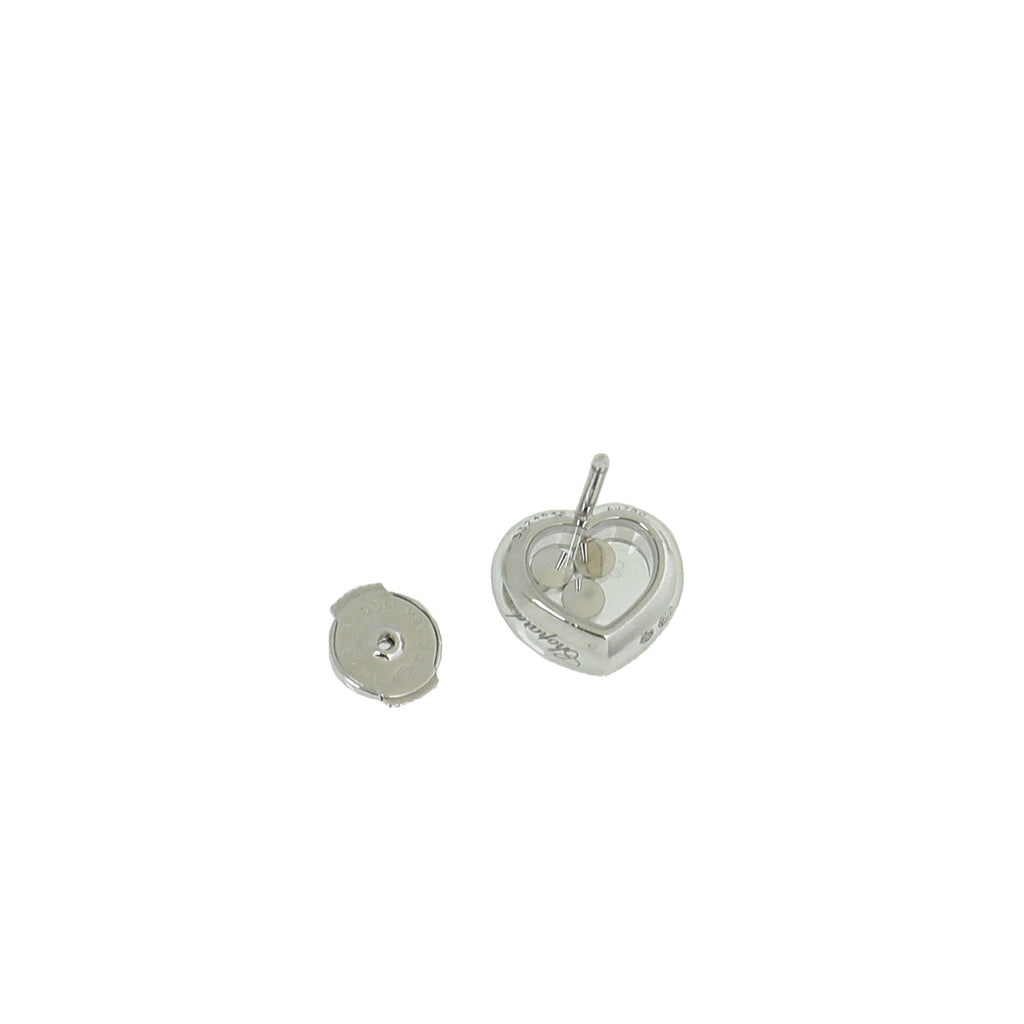 Chopard 18K White Gold Diamond Happy Heart Studs Earrings