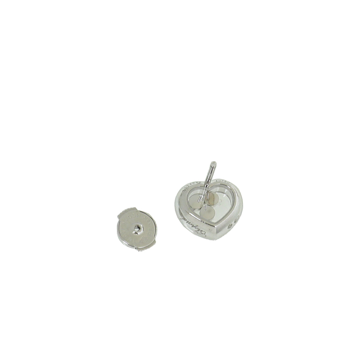 Chopard 18K White Gold Diamond Happy Heart Studs Earrings
