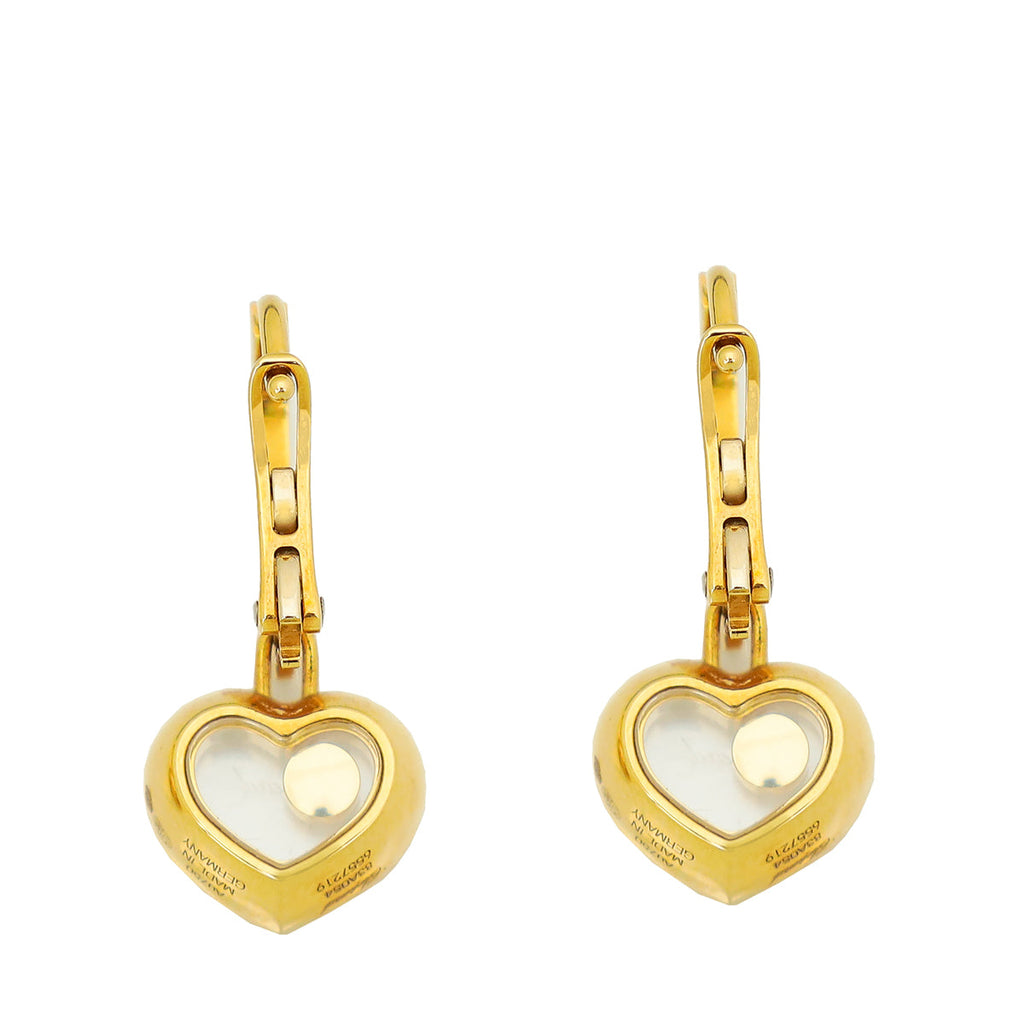 Chopard 18K Yellow Gold Diamond Happy Heart Earrings