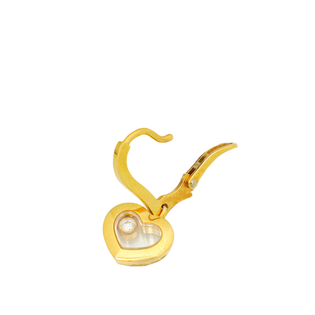 Chopard 18K Yellow Gold Diamond Happy Heart Earrings