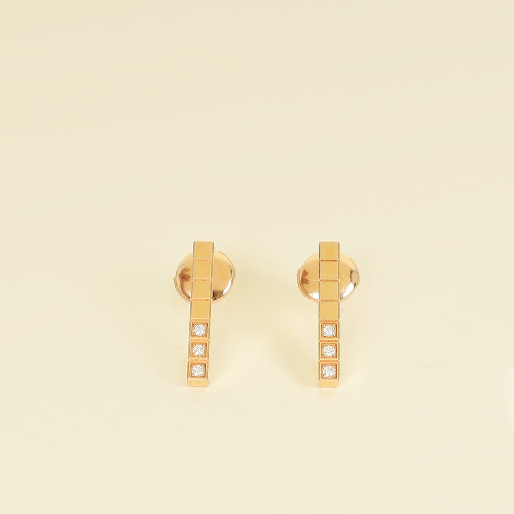 Chopard 18K Rose Gold Ice Cube Diamond Earrings