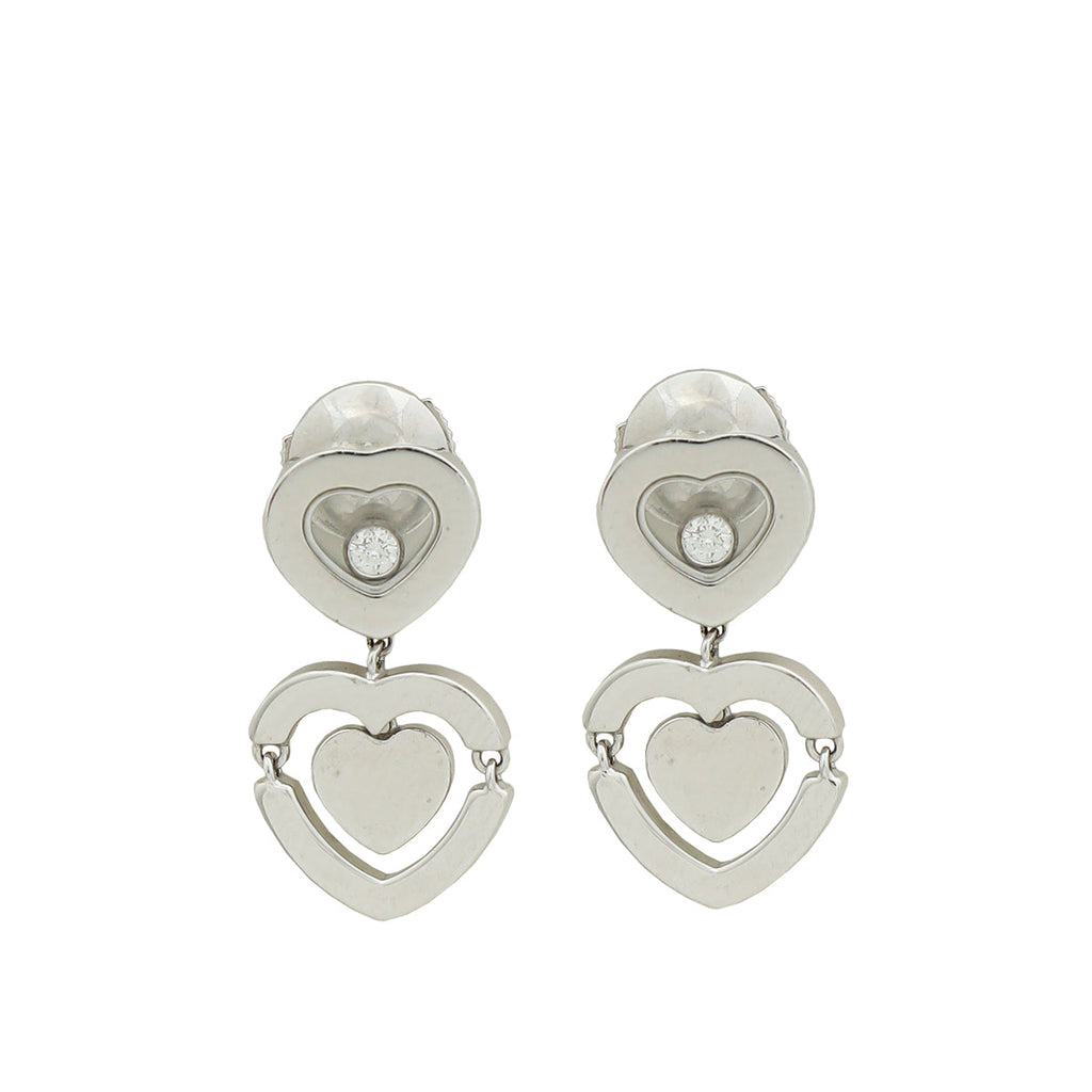 Chopard 18K White Gold Happy Diamond Heart Earrings
