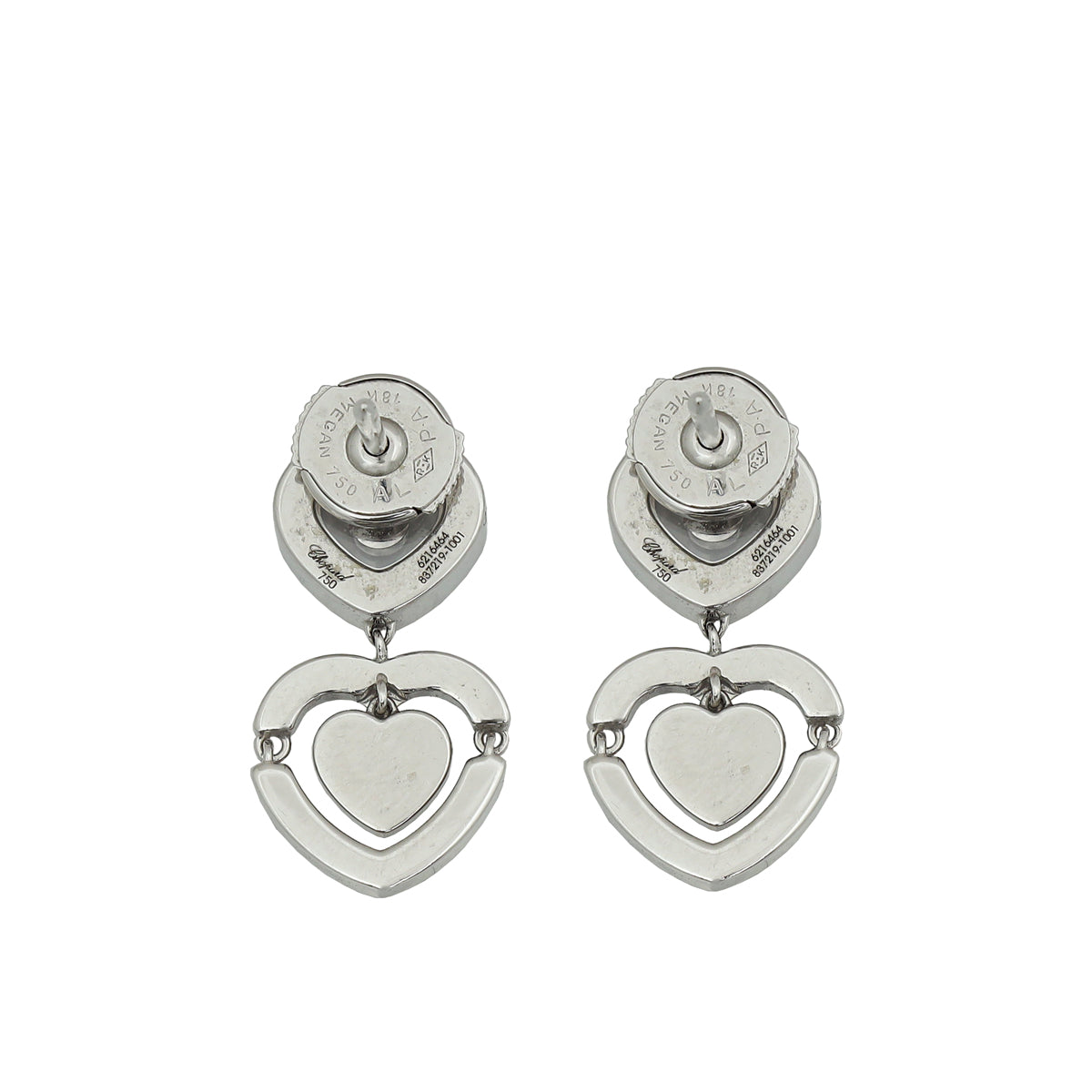 Chopard 18K White Gold Happy Diamond Heart Earrings