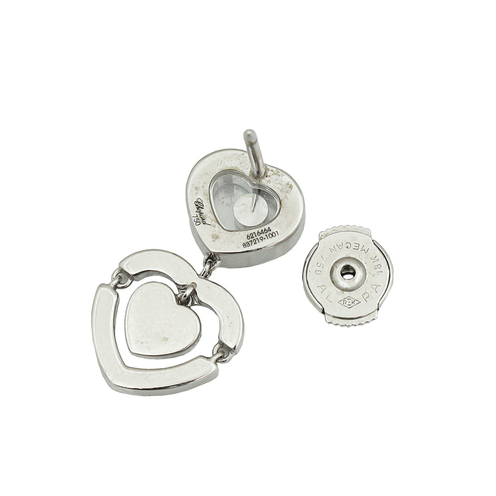 Chopard 18K White Gold Happy Diamond Heart Earrings