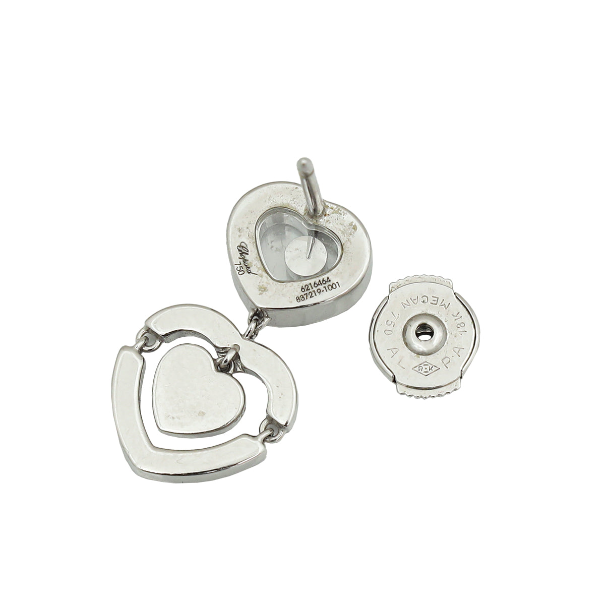 Chopard 18K White Gold Happy Diamond Heart Earrings