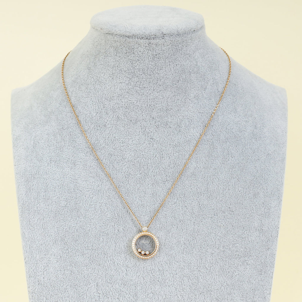 Chopard 18K Rose Gold Happy Diamond Pendant Necklace