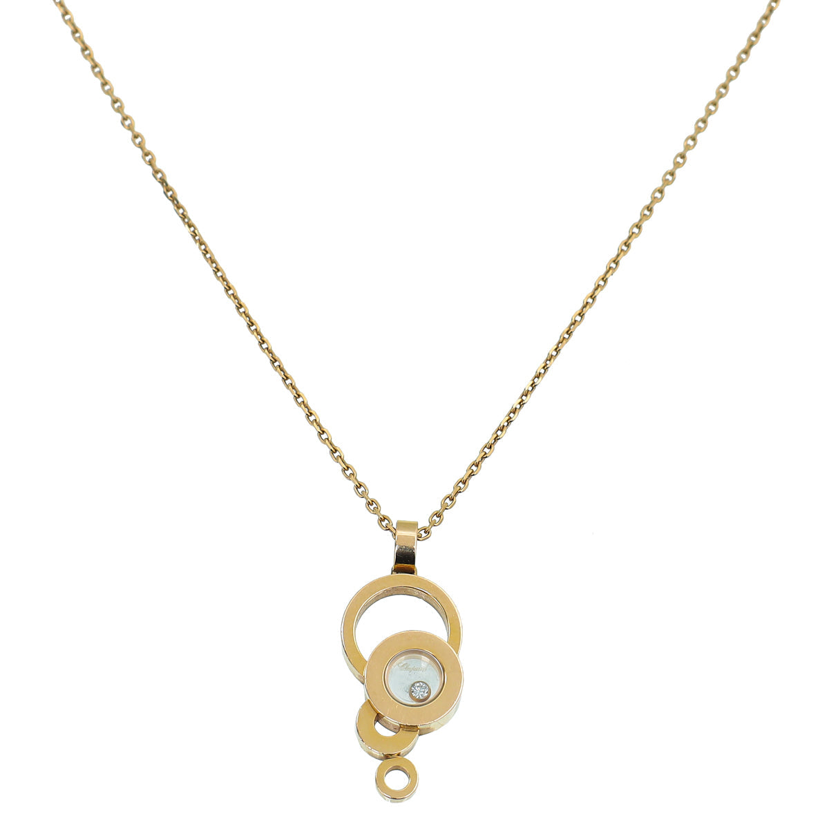 Chopard 18K Rose Gold 1 Diamond Happy Bubbles Pendant Necklace