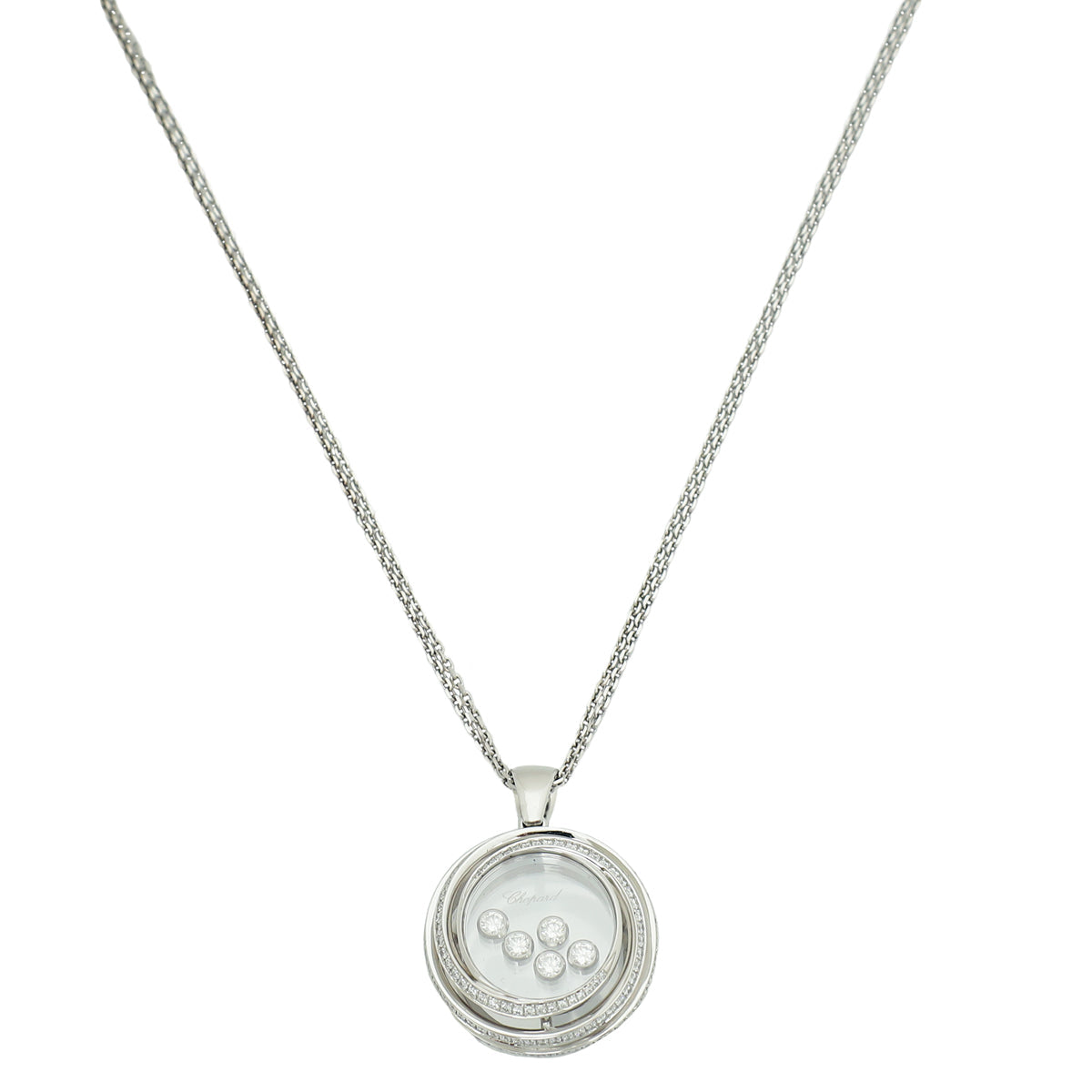 Chopard 18K White Gold Diamond Happy Emotion Large Model Necklace