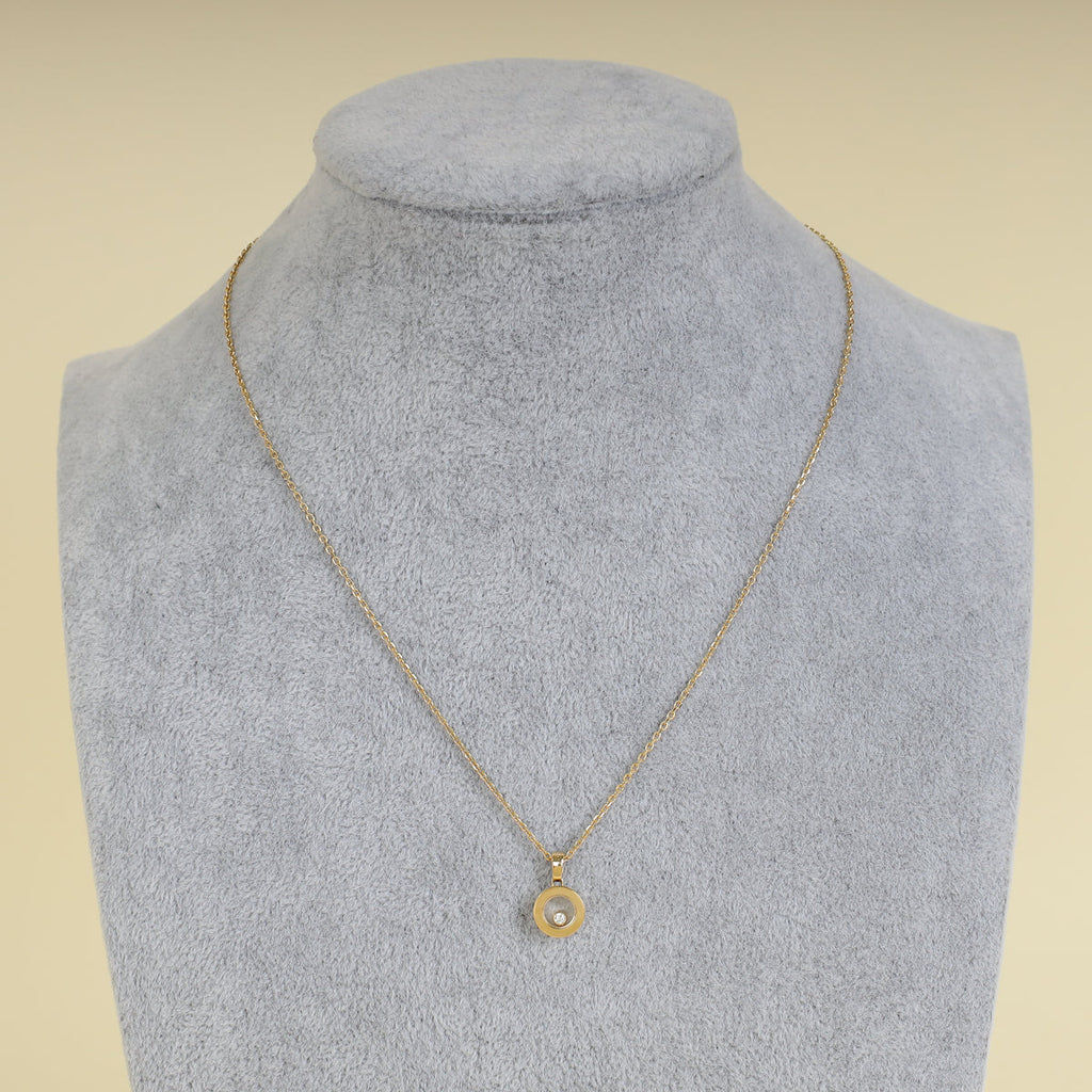 Chopard 18K Yellow Gold Happy Diamond 1 Diamond Pendant Necklace
