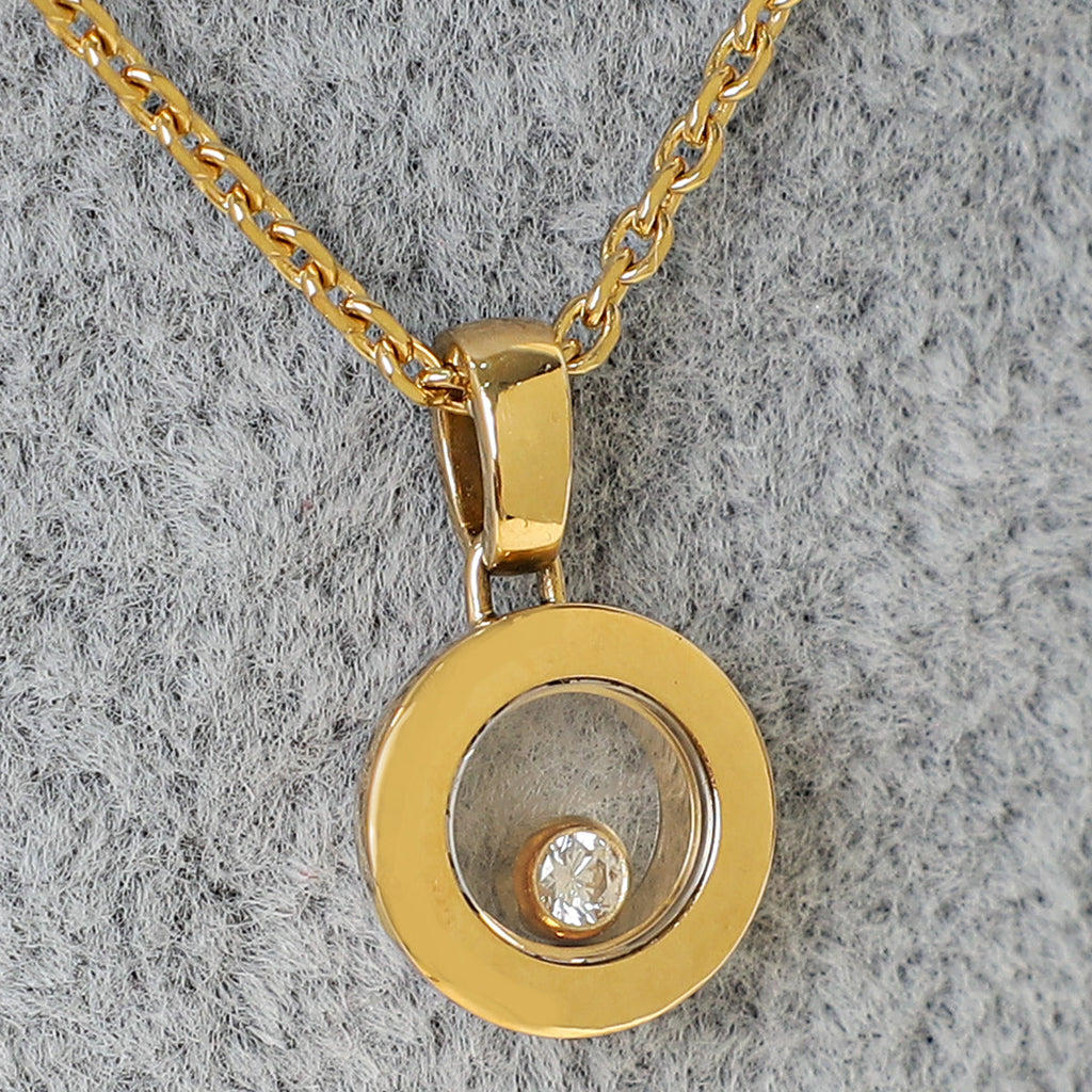 Chopard 18K Yellow Gold Happy Diamond 1 Diamond Pendant Necklace