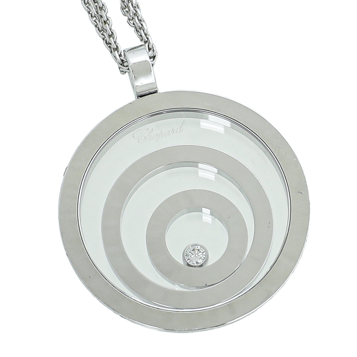 Chopard 18K White Gold Diamond Happy Spirit Pendant Necklace