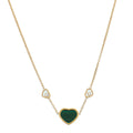 Chopard 18K Rose Gold Malachite Diamond Happy Hearts Necklace