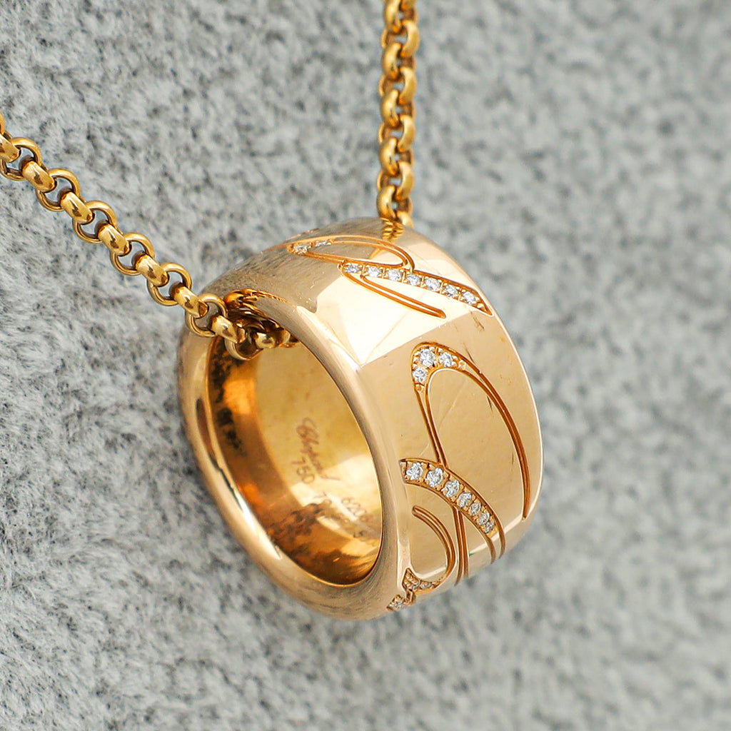Chopard 18K Pink Gold Diamond "Chopardissimo" Pendant Necklace
