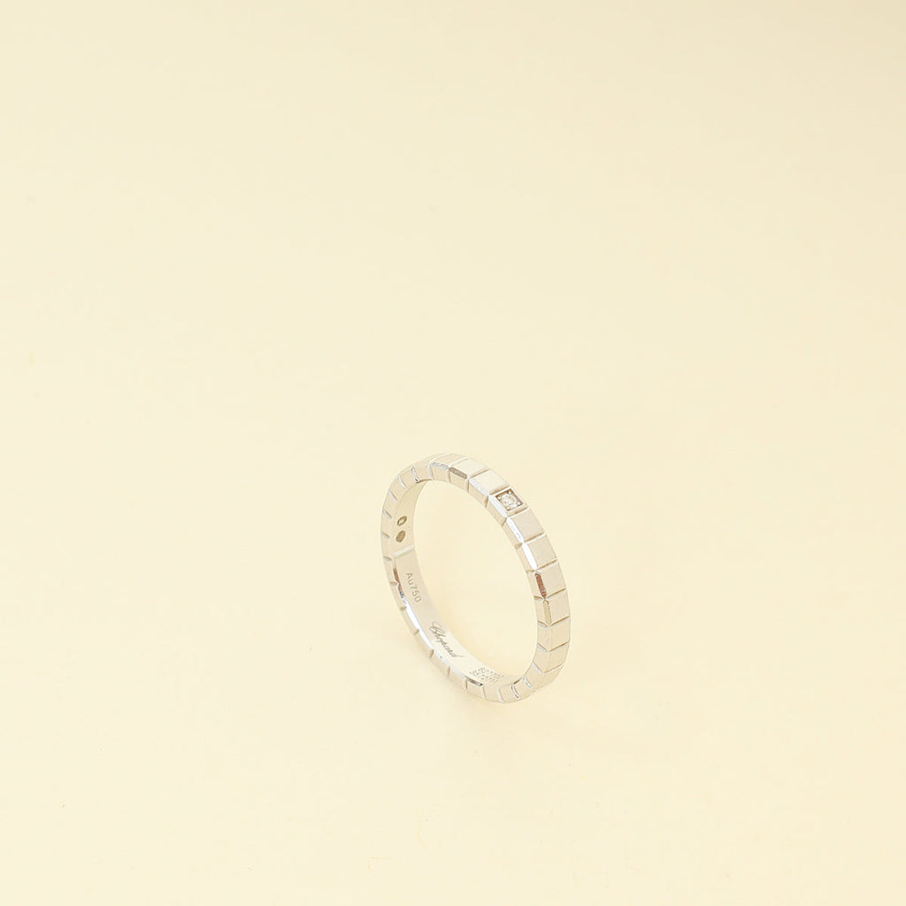 Chopard 18K White Gold Ice Cube 1 Diamond Ring 52
