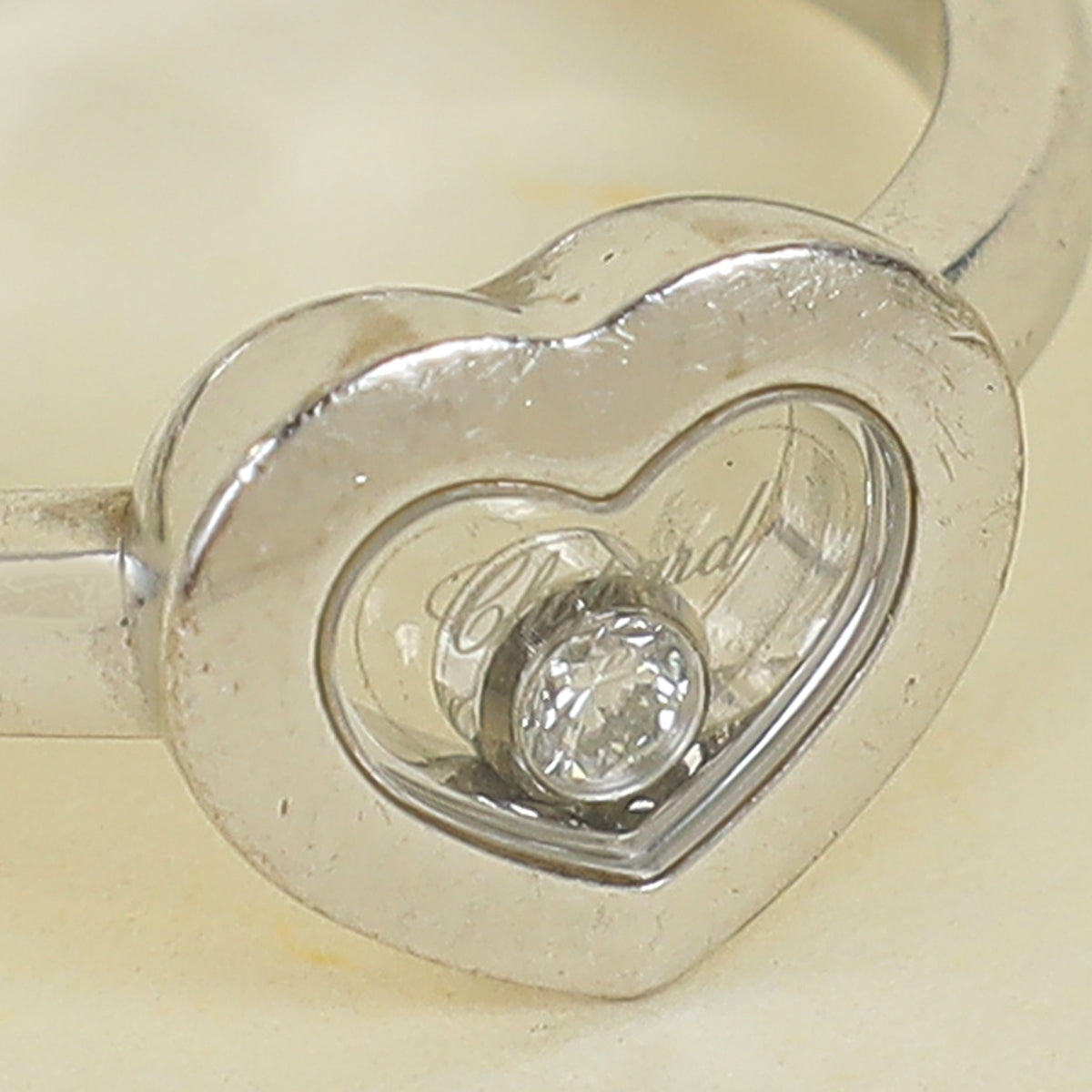Chopard 18K White Gold Happy Diamond Heart Ring 52