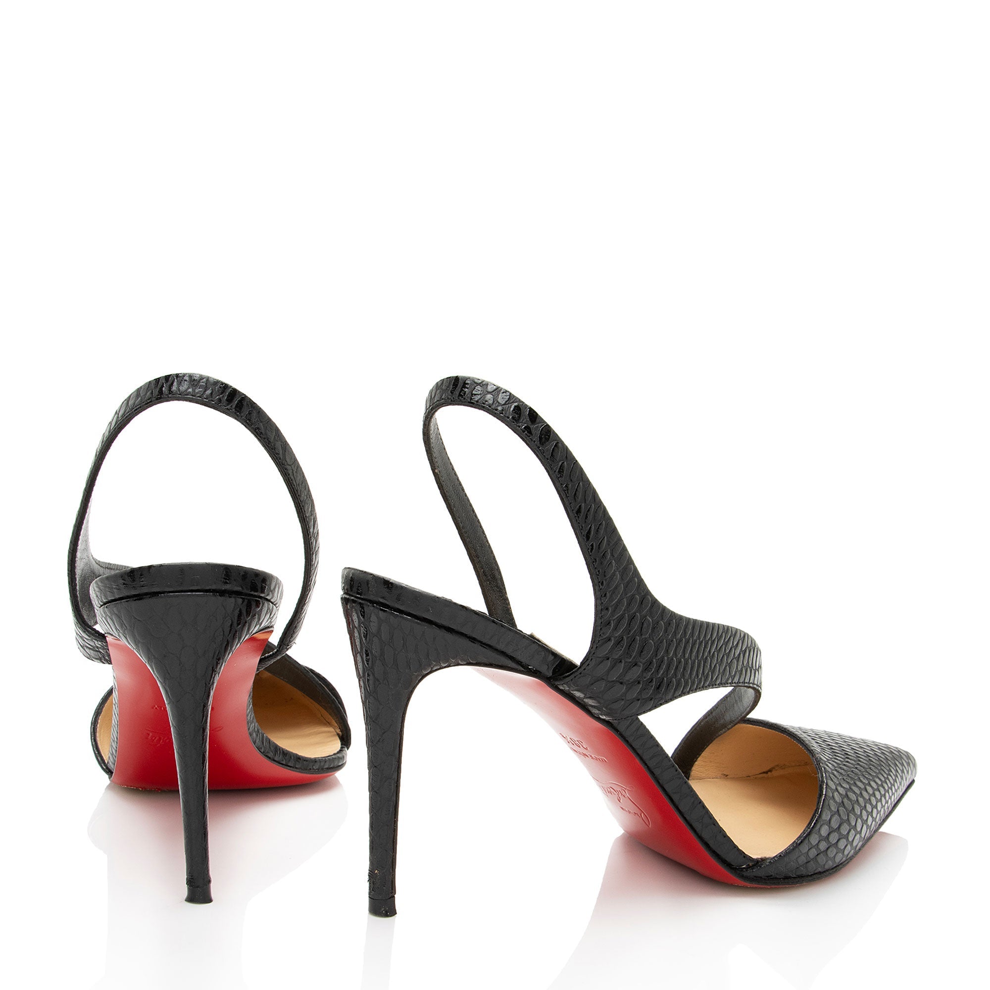 Christian Louboutin Embossed Calfskin Brandina Slingback Pumps - Size 8.5 / 38.5