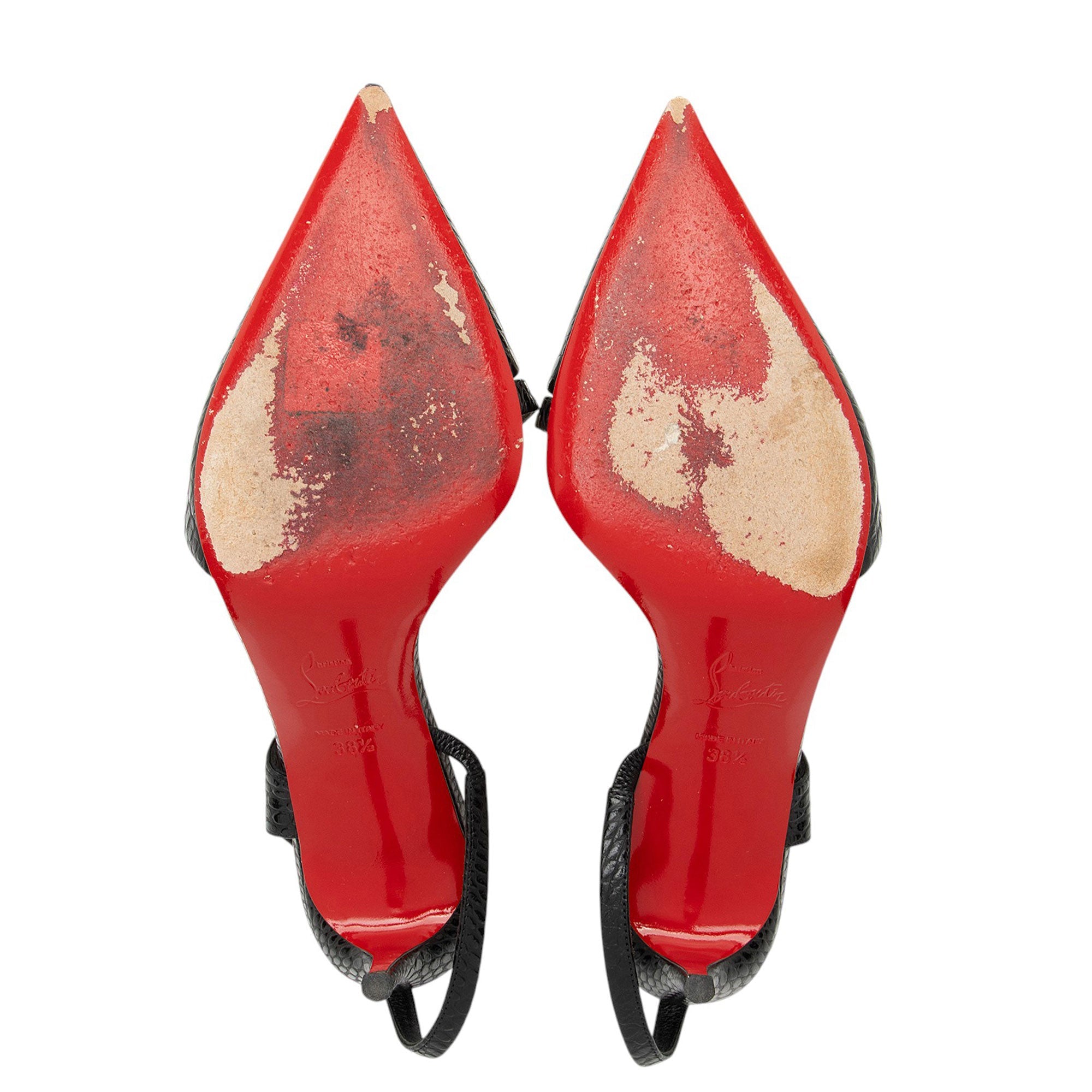 Christian Louboutin Embossed Calfskin Brandina Slingback Pumps - Size 8.5 / 38.5