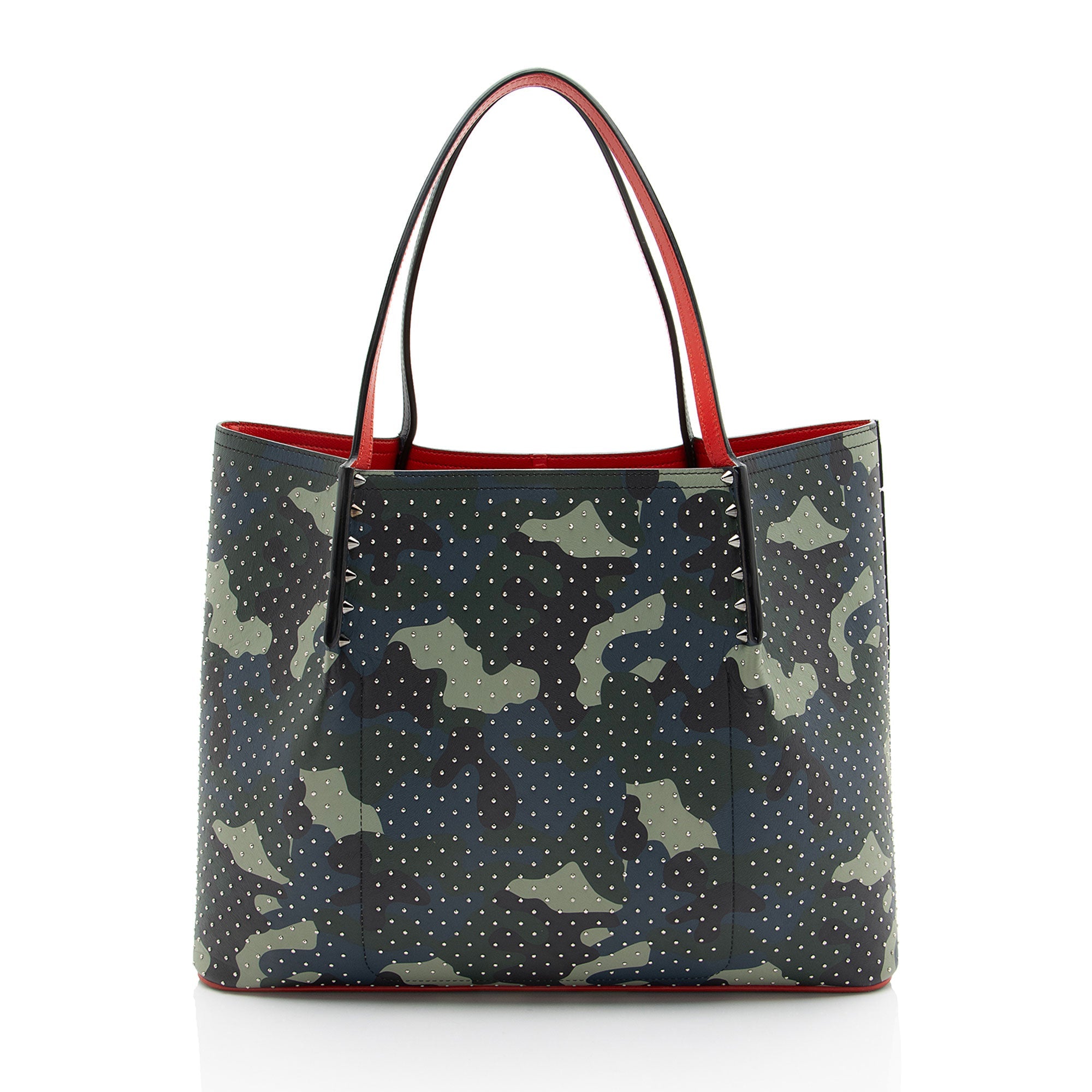 Christian Louboutin Leather Camo Studded Cabarock Large Tote