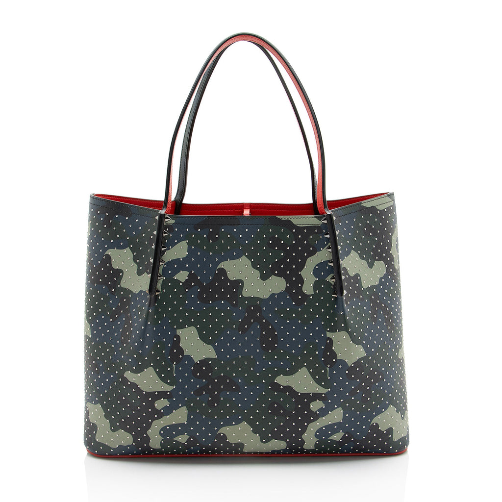 Christian Louboutin Leather Camo Studded Cabarock Large Tote