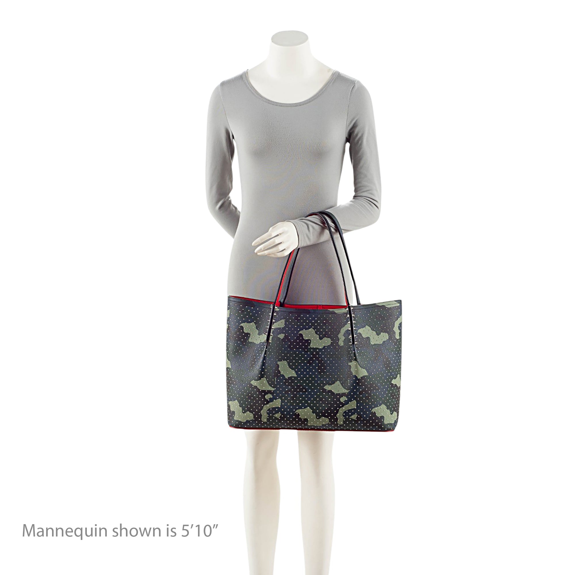 Christian Louboutin Leather Camo Studded Cabarock Large Tote